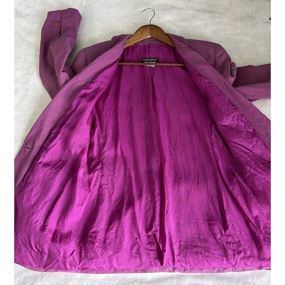Giorgio Armani Black Label Womens Blazer Size 38 One Button Coat Magenta Vintage - Picture 10 of 12